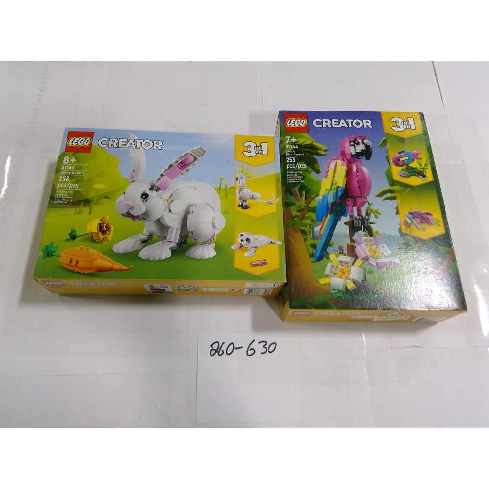 LEGO Creator 3in1 Bundle White Rabbit 31133 & Exotic Pink Parrot 31144 NEW